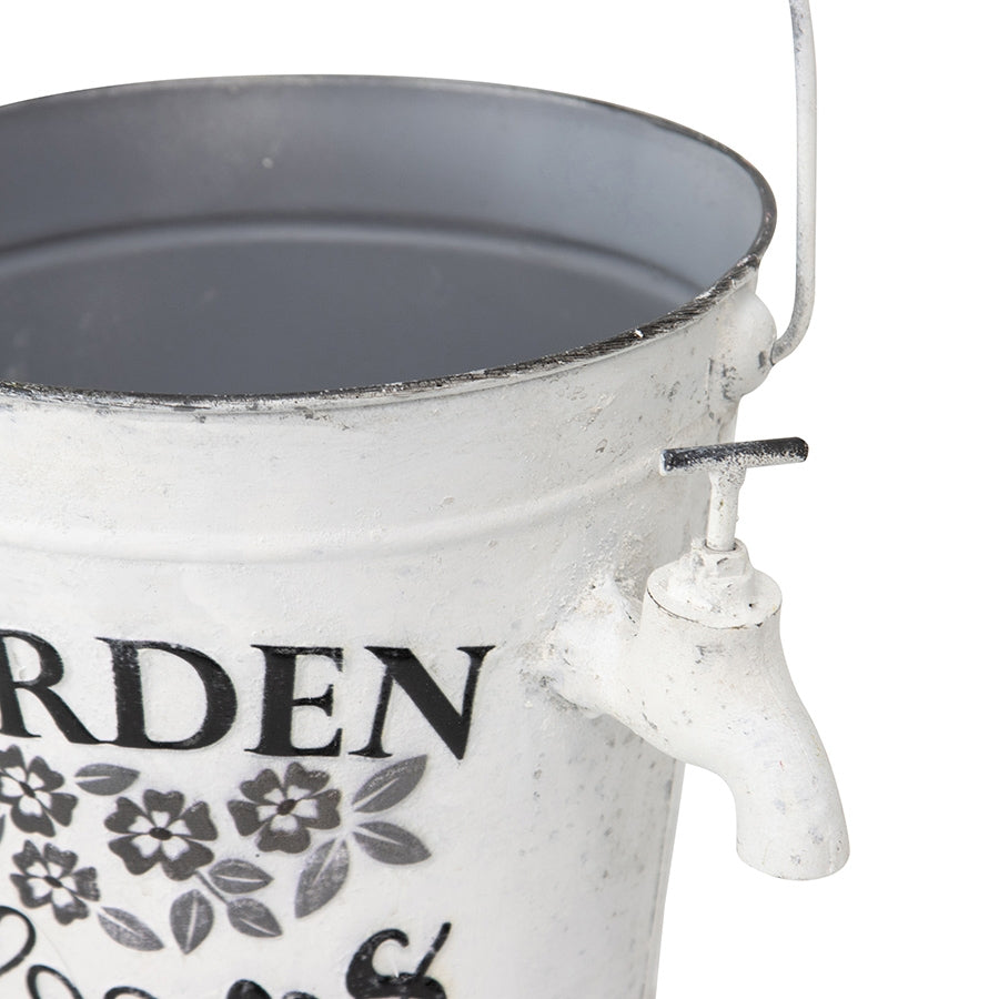 Country Garden Bucket Planter w Decorative Tap 27cm 3