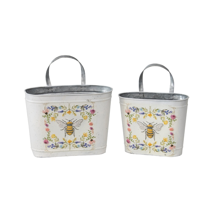 Set 2 Oval Planter Storage Bucket 28cm 3