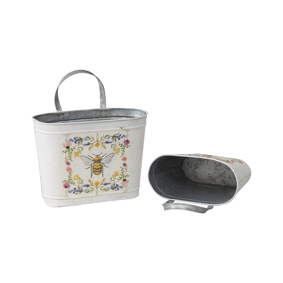Set 2 Oval Planter Storage Bucket 28cm 4