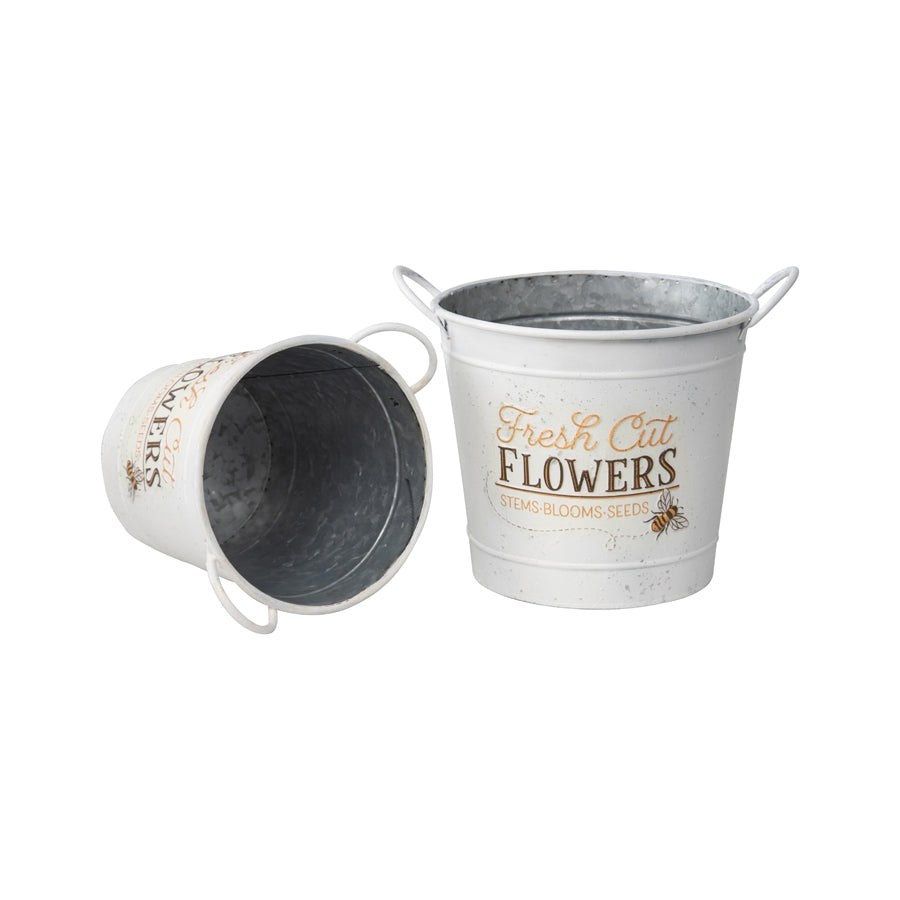 Set 2 Flowers Bucket Planters 32cm 3