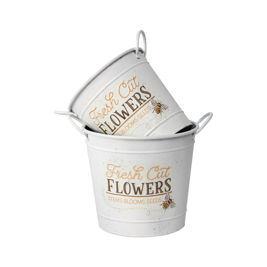 Set 2 Flowers Bucket Planters 32cm 4