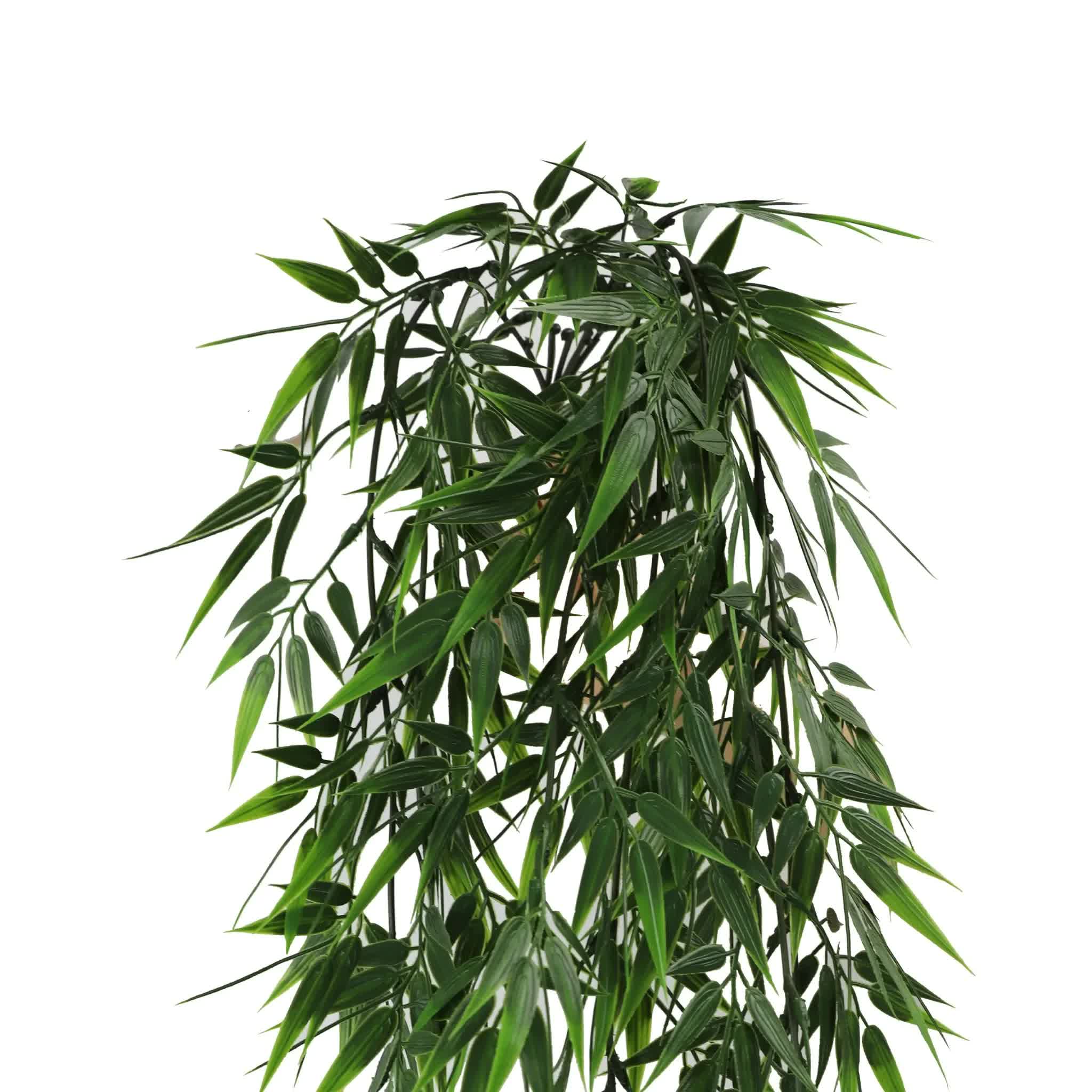 Artificial Hanging Dark Green Hanging Bamboo Leaf Garland Bush UV Resistant and Fire Rated 17cm x 76cm