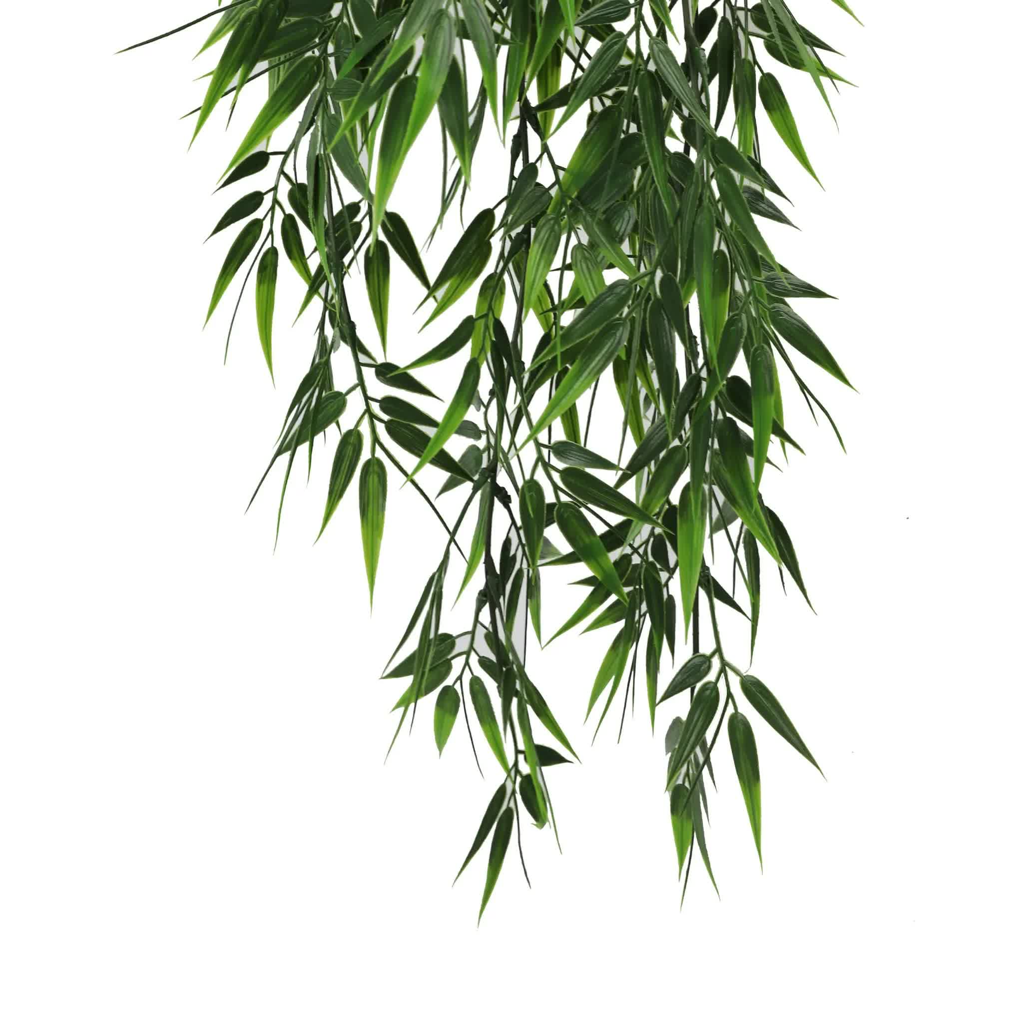 Artificial Hanging Dark Green Hanging Bamboo Leaf Garland Bush UV Resistant and Fire Rated 17cm x 76cm 4