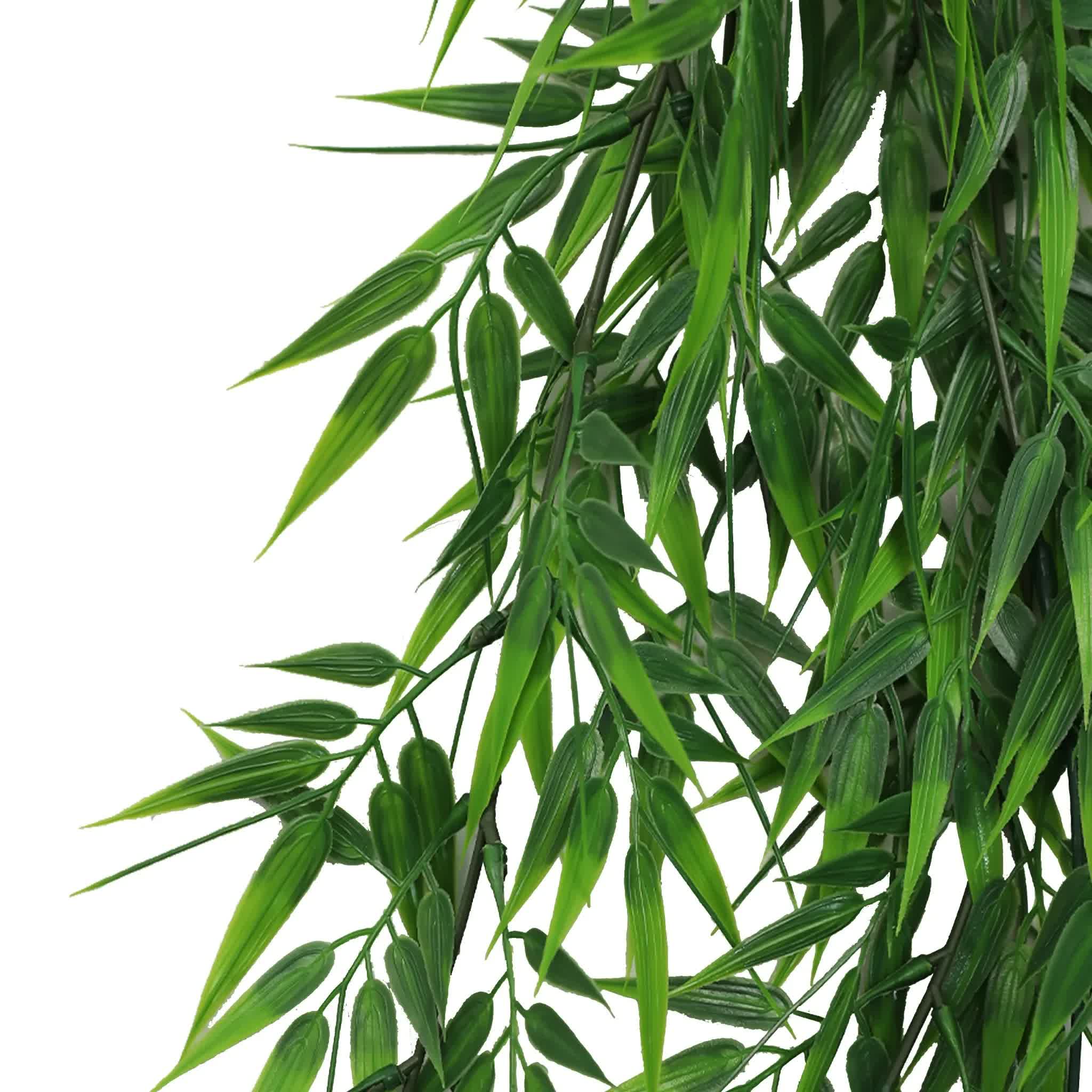 Artificial Hanging Dark Green Hanging Bamboo Leaf Garland Bush UV Resistant and Fire Rated 17cm x 76cm 5