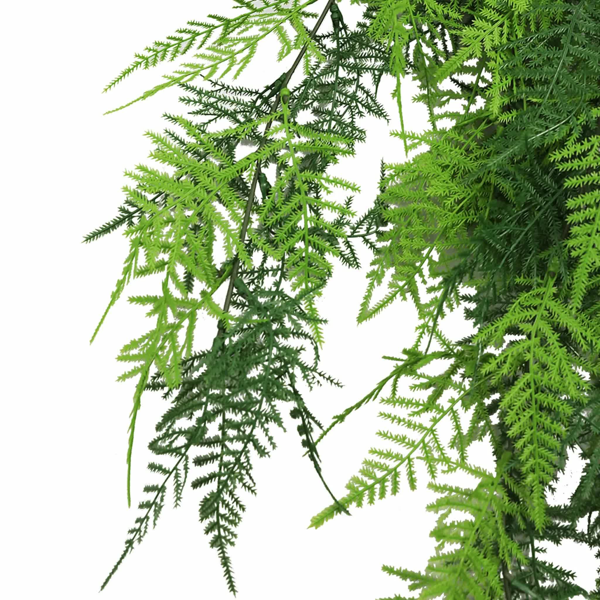 Artificial Hanging Lace Fern Vivid Green Garland Bush UV Resistant and Fire Rated 15cm x 76cm 4