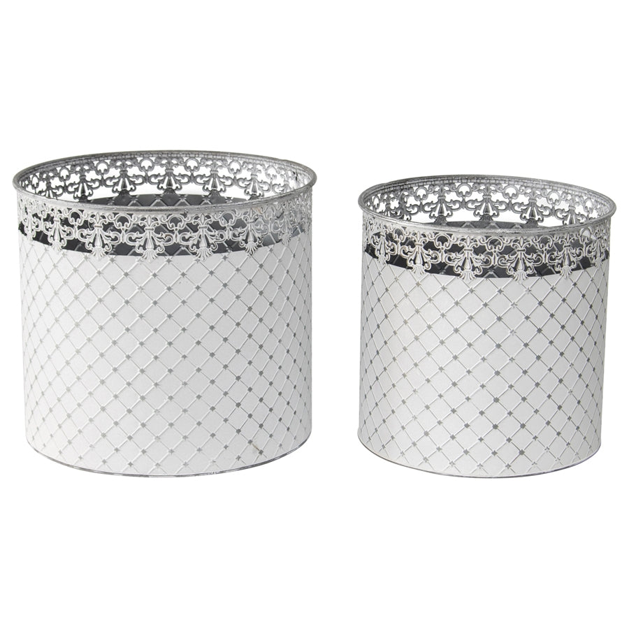 Set 2 French Country Round Planter / Storage 32cm 5