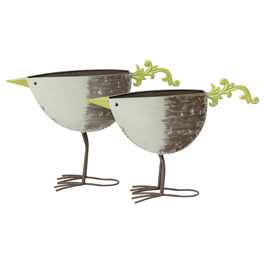 Set 2 Green Bird Planters / Storage 49cm 4