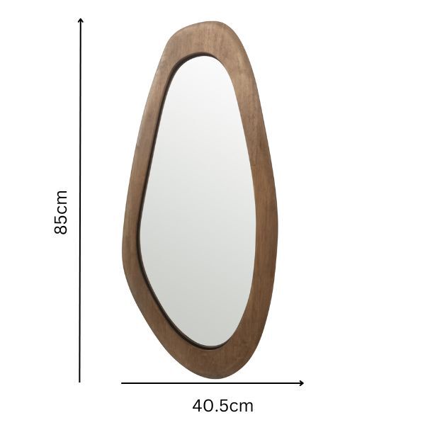 Mid Century Asymmetric Wood Framed Wall Mirror 40x85cm 3
