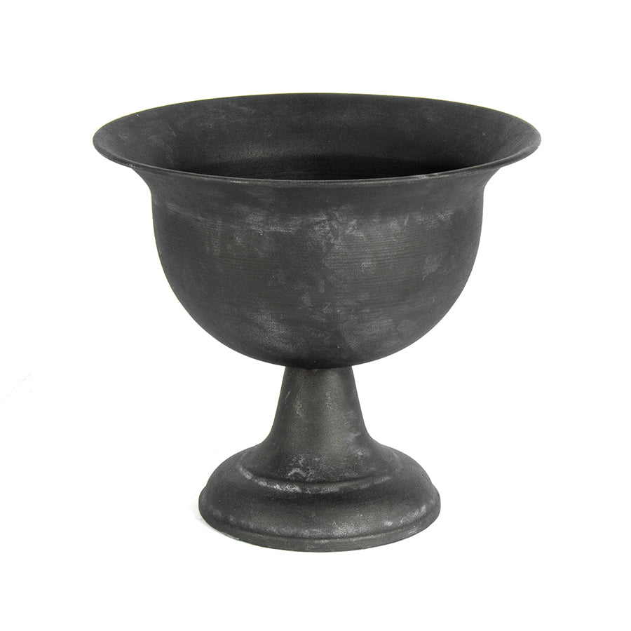 Baroque Brushed Black Footed Urn 20x18cm