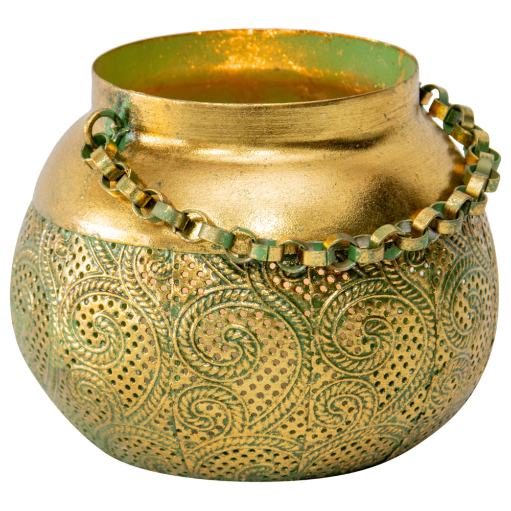 Lustre Swirl Candle Holder w Link Chain 16cm