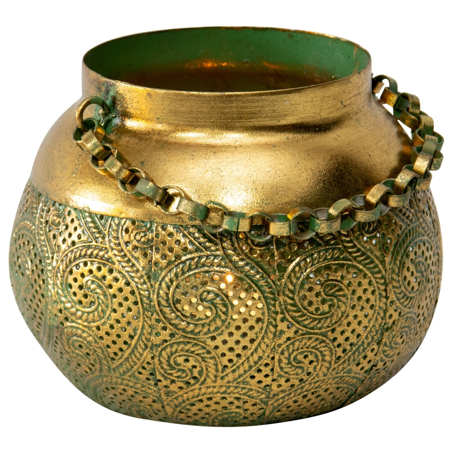 Lustre Swirl Candle Holder w Link Chain 16cm 4