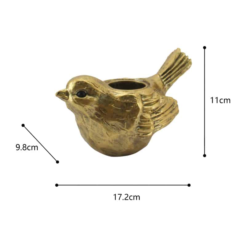 Anique Gold Bird Tealight Candleholder 11cm