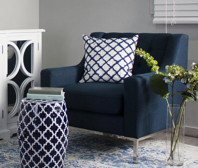 Quatrefoil Feather Cushion Moorish Embroided 50cm