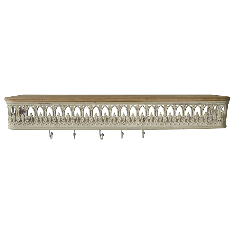 Martinique Classic Wall Shelf w Removeable Hooks 80cm