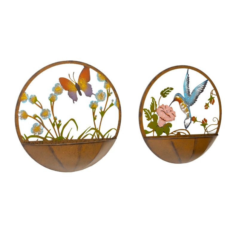 Set 2 Asst Dragonfly + Butterfly Wall Planters 39cm 3