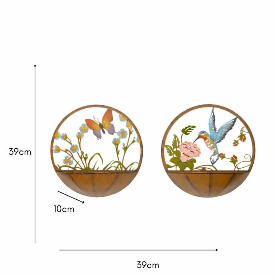 Set 2 Asst Dragonfly + Butterfly Wall Planters 39cm 5