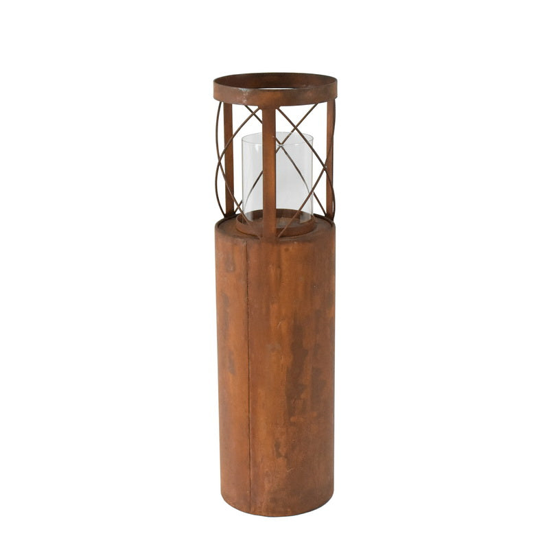 Rust Round Pillar Candle Holder 55cm
