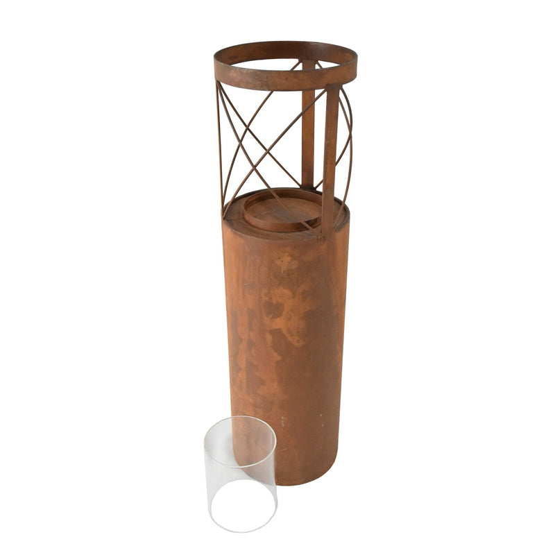 Rust Round Pillar Candle Holder 55cm 3