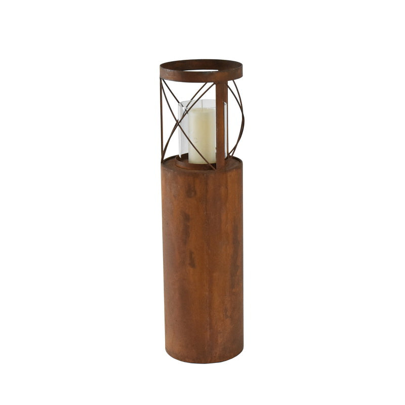 Rust Round Pillar Candle Holder 55cm 4