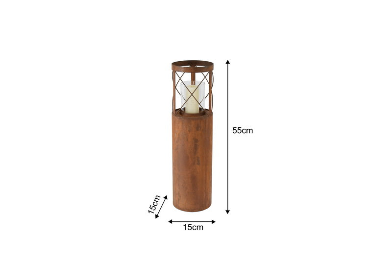 Rust Round Pillar Candle Holder 55cm 5