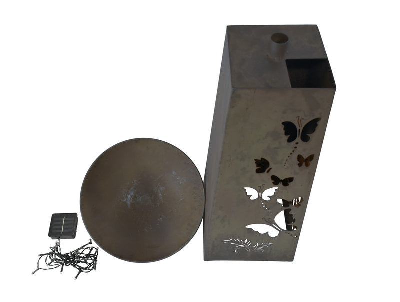 Set 2 Nested Butterfly Pillar Planters w Solar Led Lights 82cm, 68cm 3