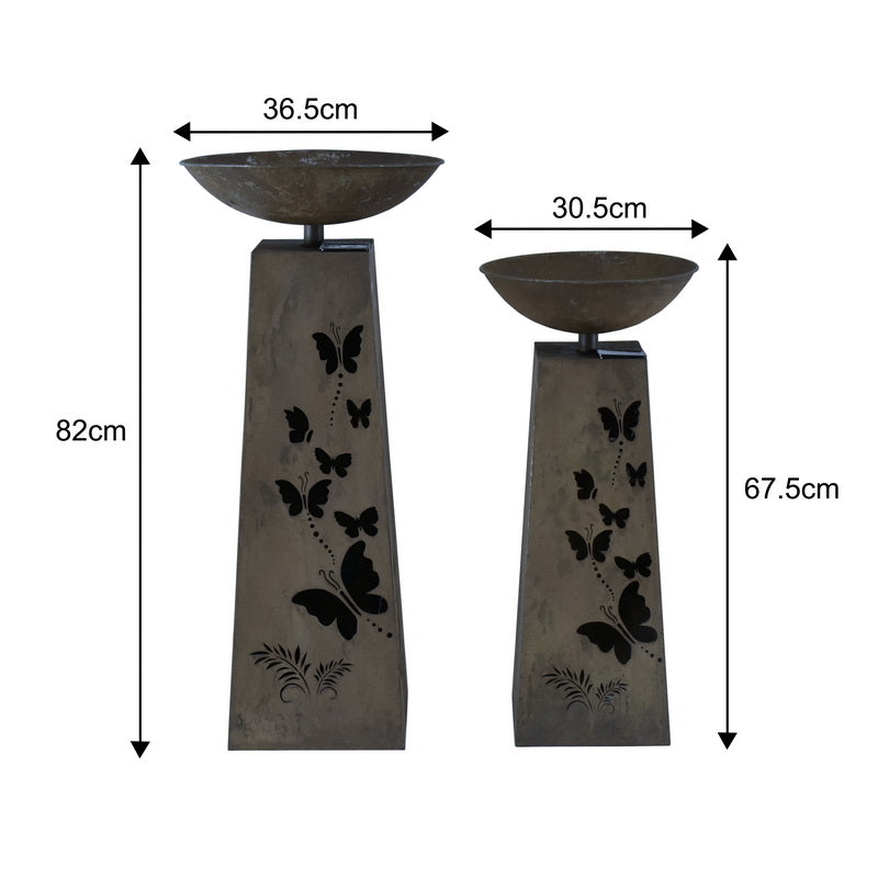 Set 2 Nested Butterfly Pillar Planters w Solar Led Lights 82cm, 68cm 4