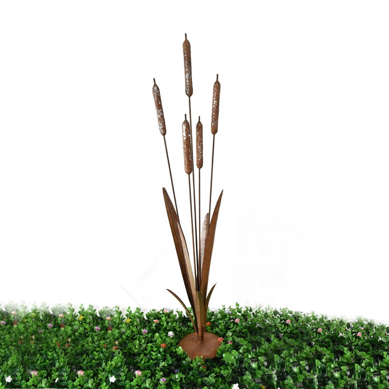 Rust Bulrush Decoration On Stand 91cm