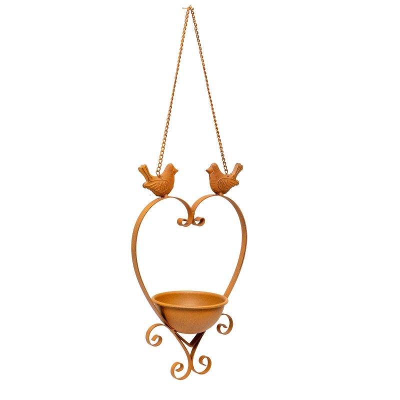 Hanging Heart w Birdfeeder + 2 Birds 34cm