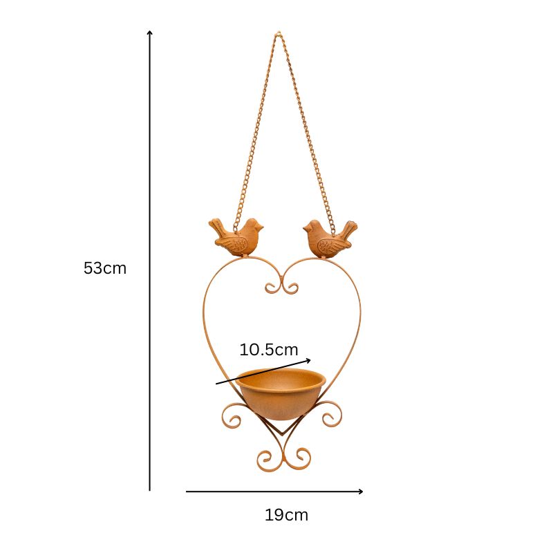 Hanging Heart w Birdfeeder + 2 Birds 34cm 4