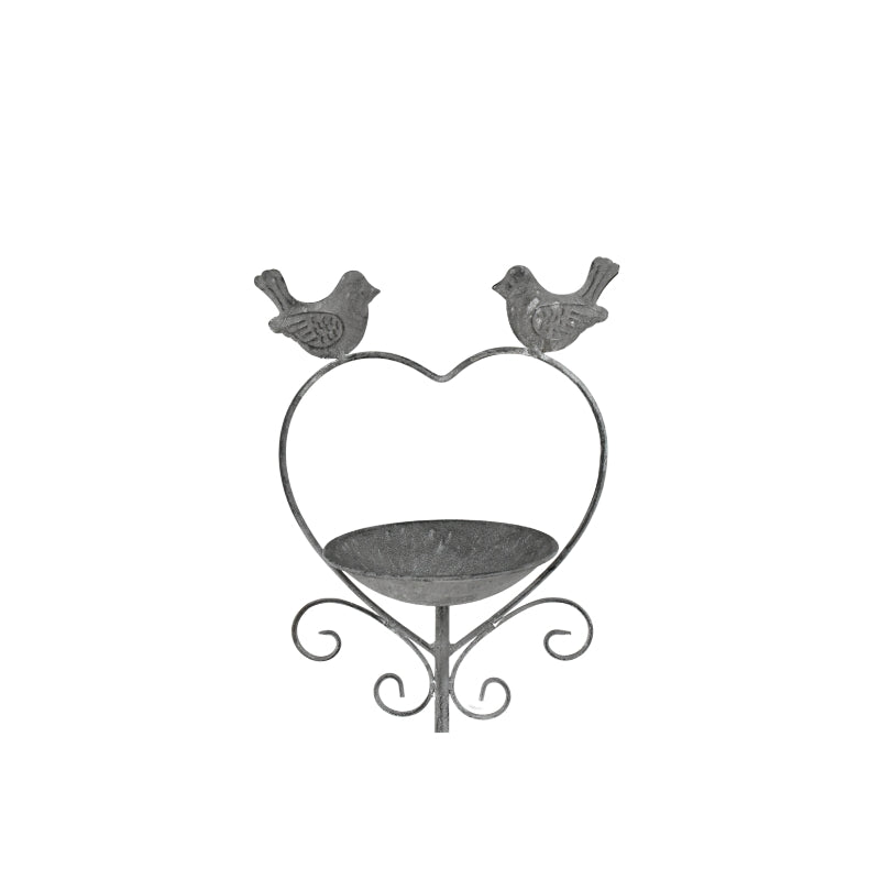 Heart w Birdfeeder + 2 Birds Garden Stake 100cm 3