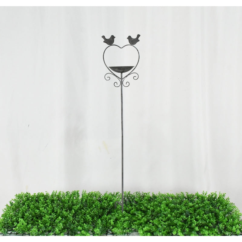 Heart w Birdfeeder + 2 Birds Garden Stake 100cm 4