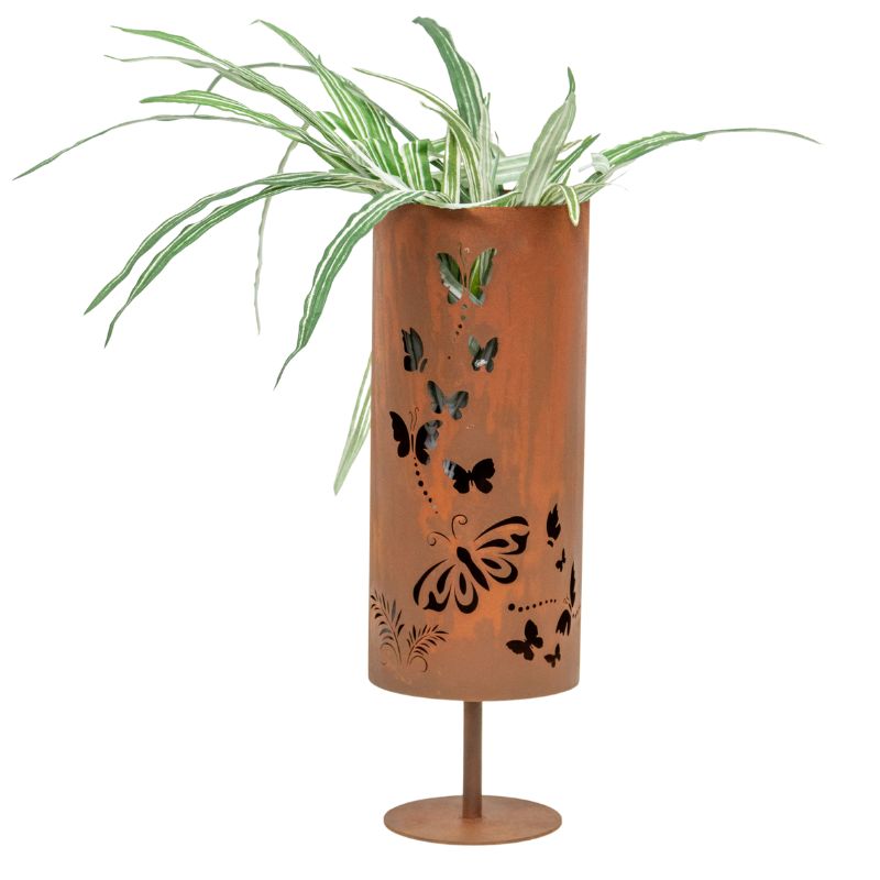 Rust Round Pillar Candle Holder 26cm