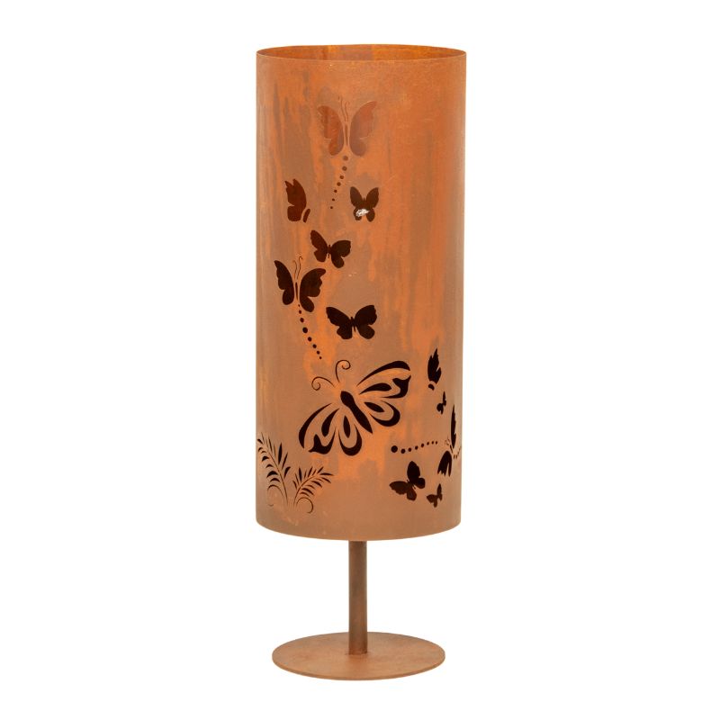 Rust Round Pillar Candle Holder 26cm