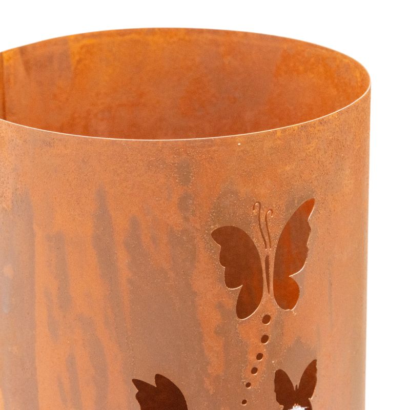 Rust Round Pillar Candle Holder 26cm 3