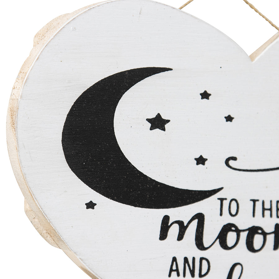 Handcrafted 'Love You to the Moon' Heart Wall Art 20x2cm 3