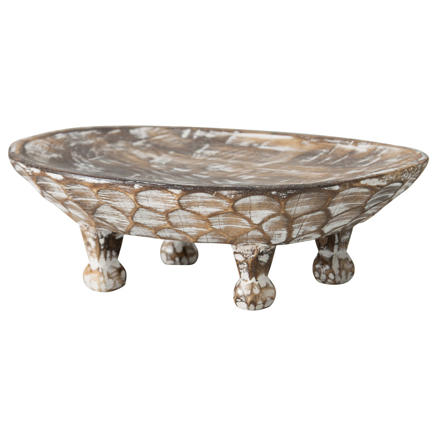 Handcarved Footed Oval Bowl 40x25cm