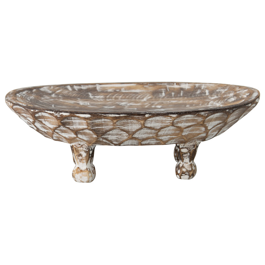 Handcarved Footed Oval Bowl 40x25cm 3
