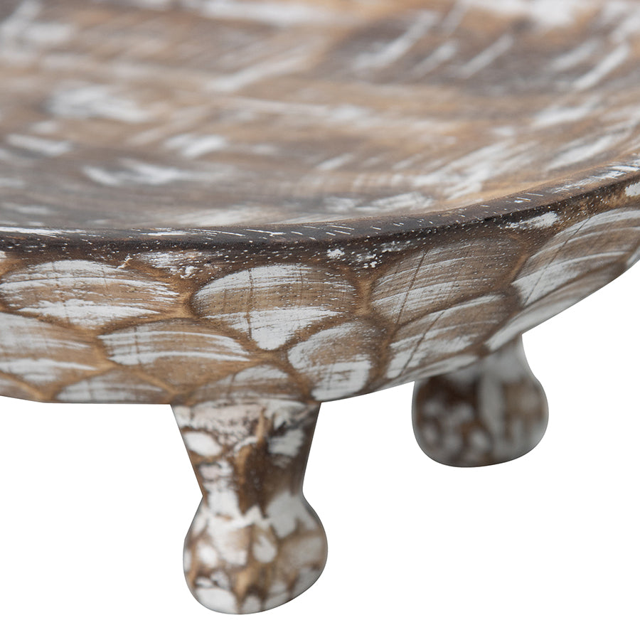 Handcarved Footed Oval Bowl 40x25cm 4