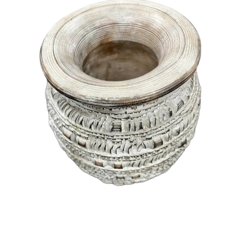 Handcrafted Natural Distressed Wooden Vase 29cm