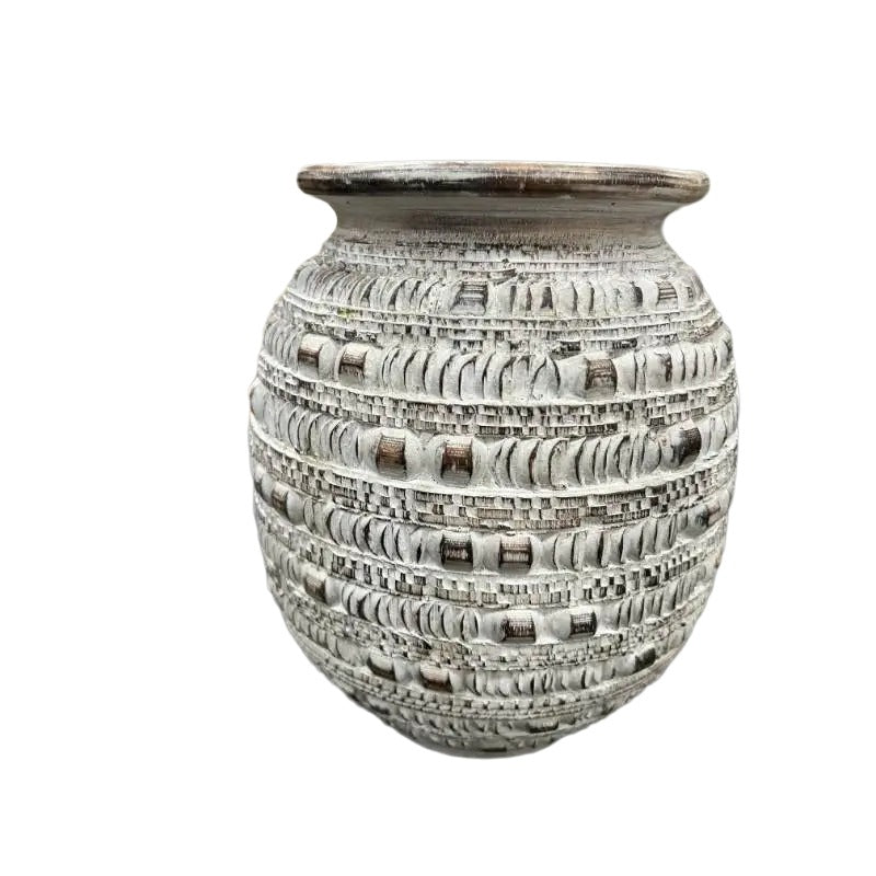 Handcrafted Natural Distressed Wooden Vase 29cm 3