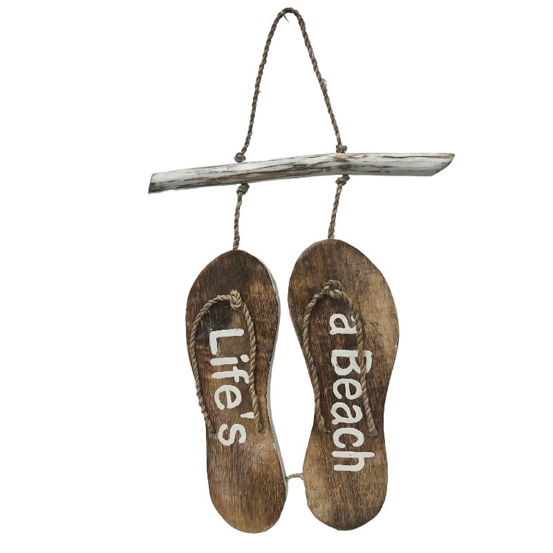 Handcrafted Life'S Beach Thongs Wall Art 24cm