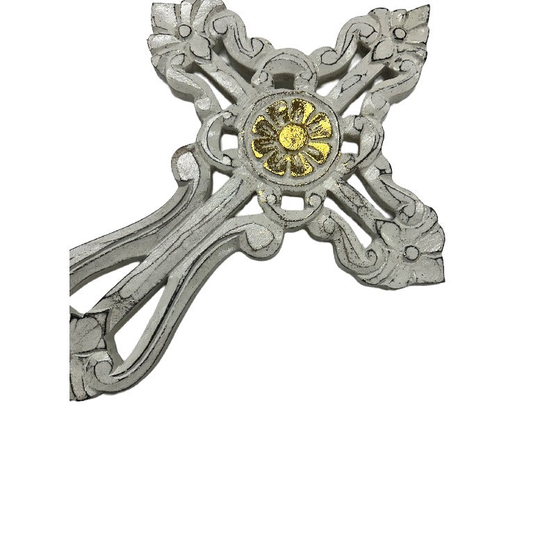 Handcrafted Cross W Gold Centre 21cm 3