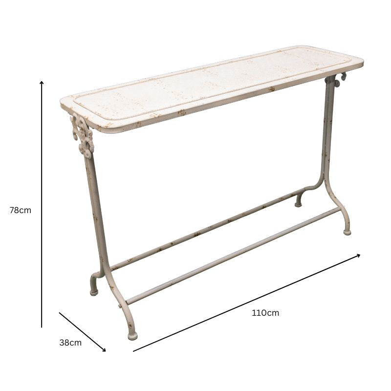 Distressed Finish French Provincial Metal Console Table 110cm 4