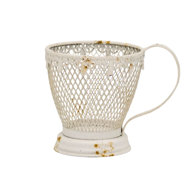 French Provincial 'Teacup' Candleholder / Planter w Fleur -De-Lis 17cm 3