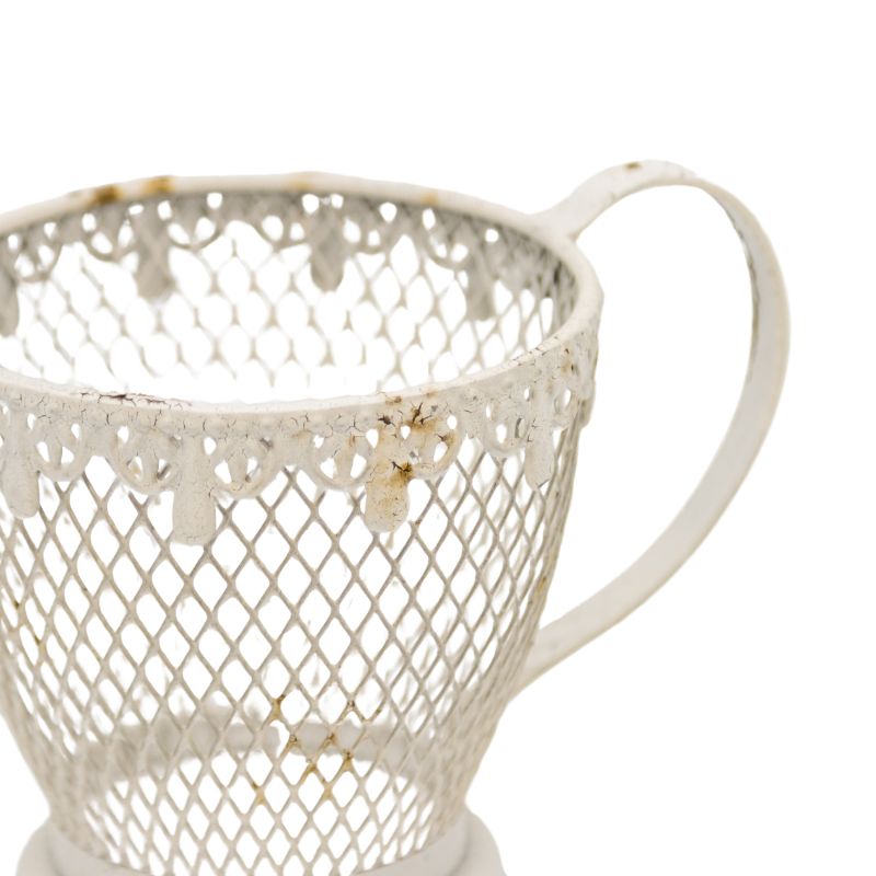 French Provincial 'Teacup' Candleholder / Planter w Fleur -De-Lis 17cm 4