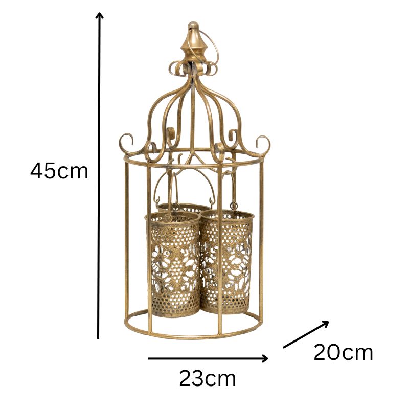 Lustre 'Cage' w 3 Pillar Candleholders 45cm 3