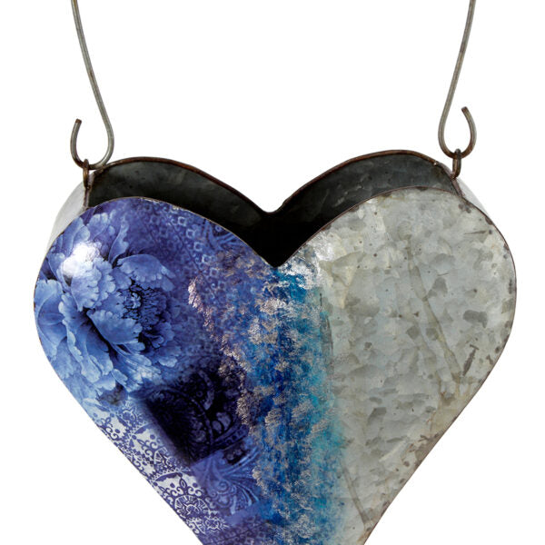 Natures Art' W Blue Heart Hanging Planter 24cm 3