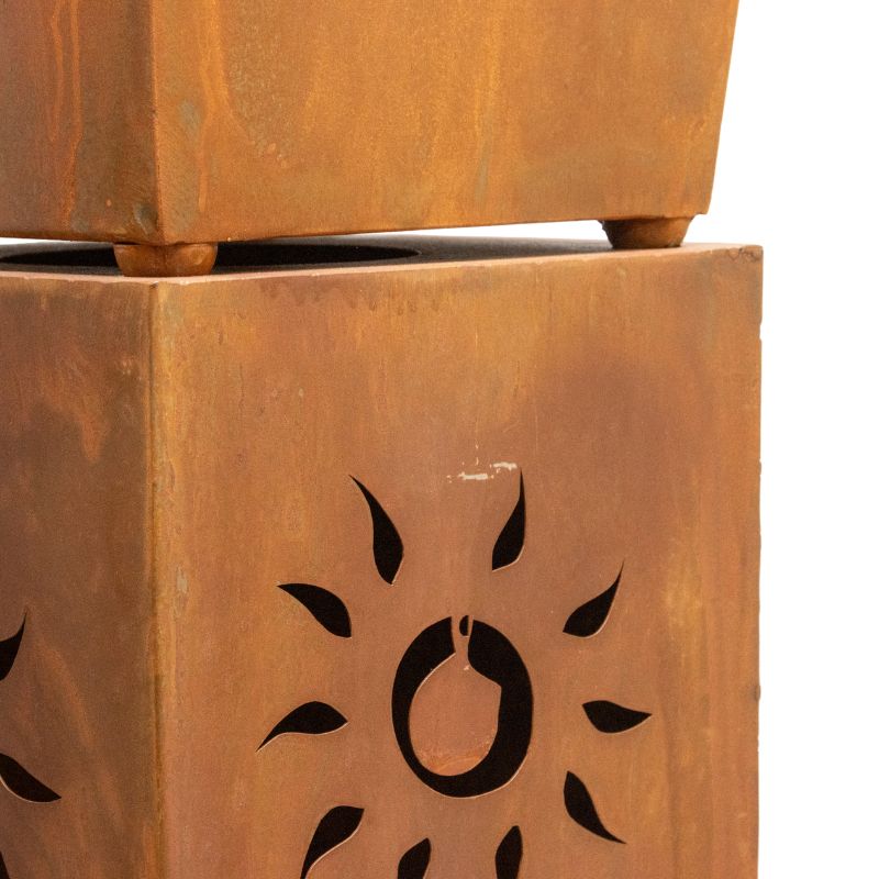 Set 2 Nested Square Pilla Rust 'Sunsihine' Planters 93cm, 86cm 4