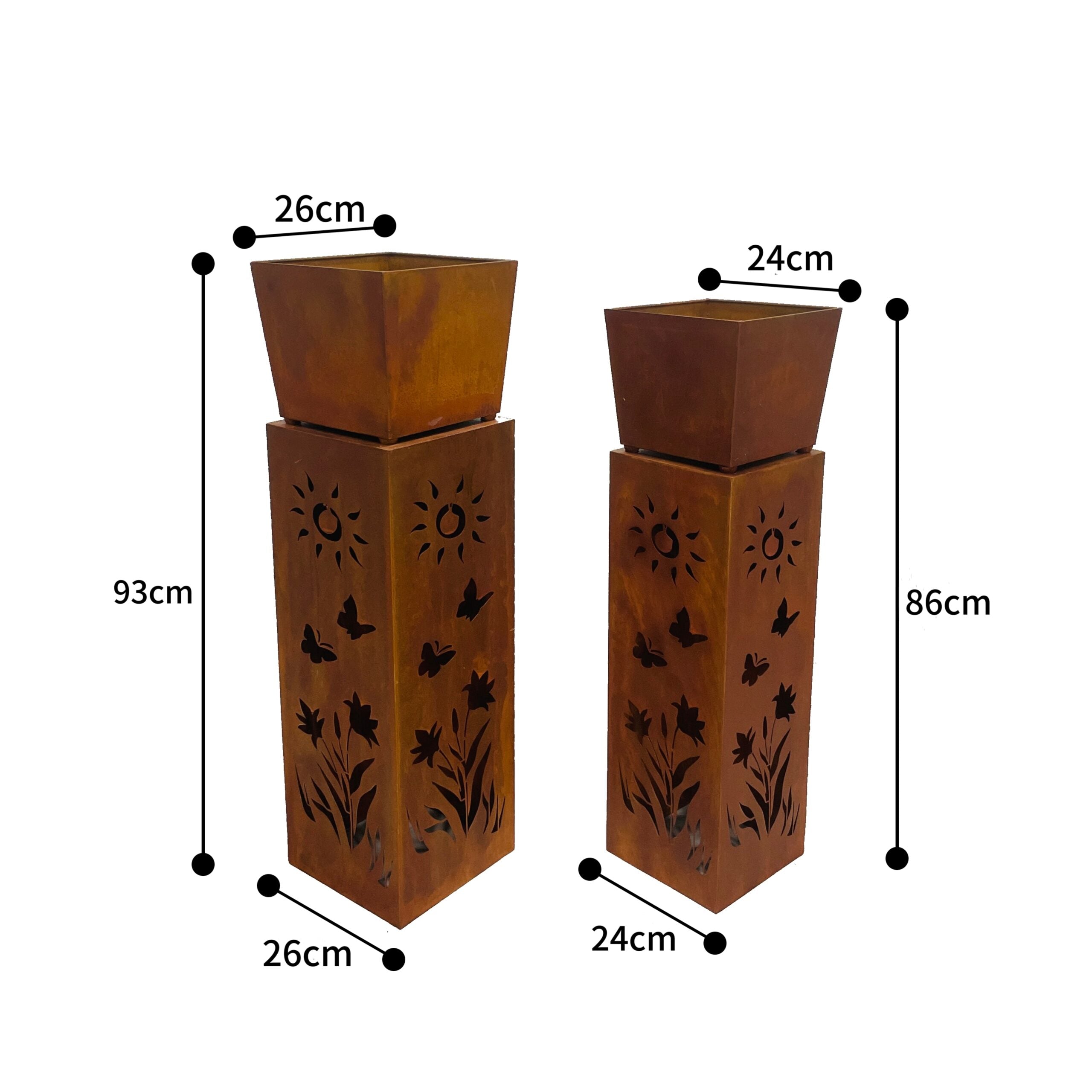 Set 2 Nested Square Pilla Rust 'Sunsihine' Planters 93cm, 86cm 5