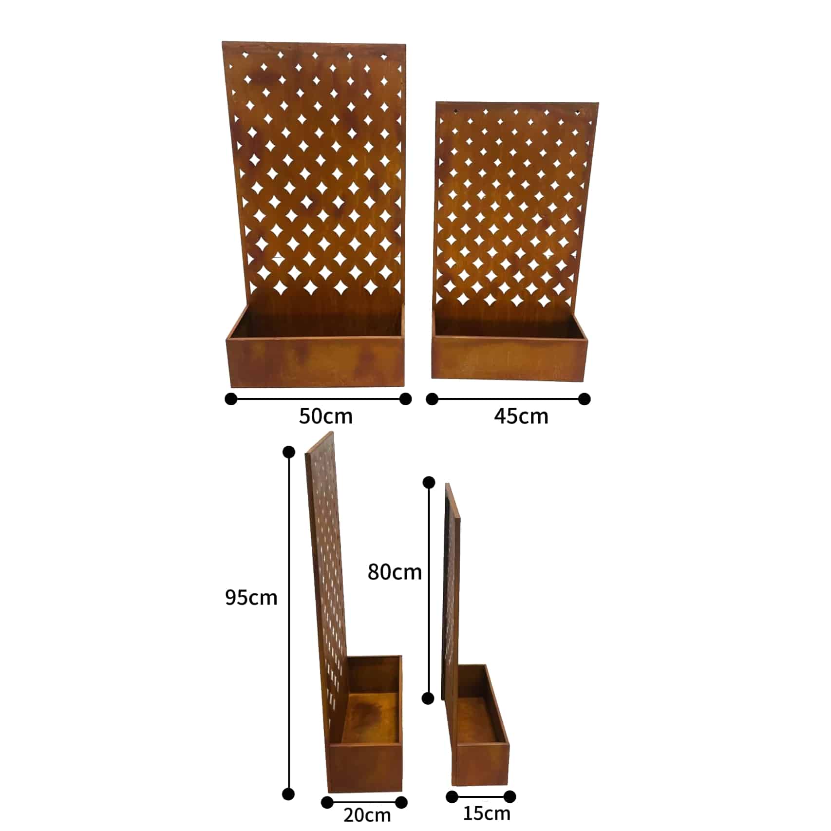 Set 2 Nested Floor/Wall 'Symmetric' Planters 95cm, 80cm 4